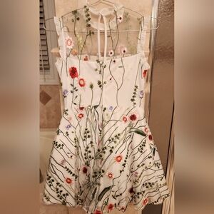 City Studio Floral Embroidered Kids/Juniors Dress - White and Multicolor